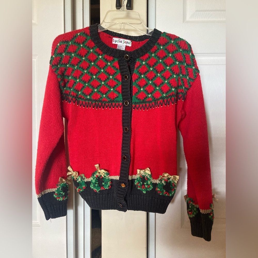 Vintage Kids Wreath Christmas Sweater
